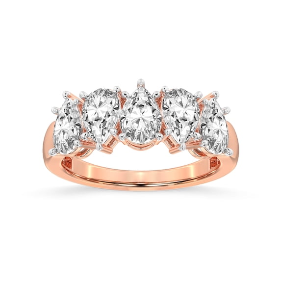 IGI Certified Pear Shape Lab Grown Diamond Anniversary Band Ring For Women | 5 Stone 7 CT TW In 14K Rose Gold | FG-VS1-VS2 Quality Blakely Friendly Diamonds Band Ring