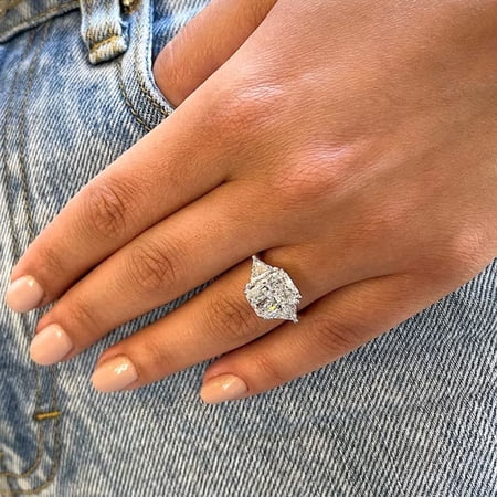 IGI Certified Radiant Cut Diamond Ring Lab Grown 4 Carat E F VVS2 PT950 Platinum