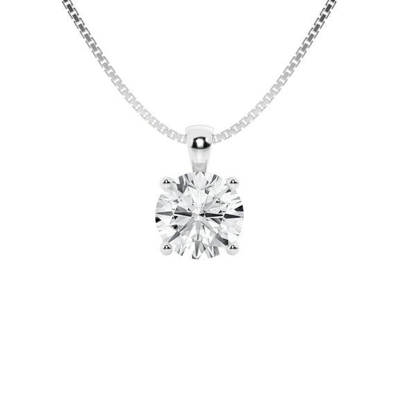 Unique Moments IGI Certified 1 1/2 Carat Round Cut Lab Grown Diamond Solitaire Pendant Necklace In 14K White Gold For Women