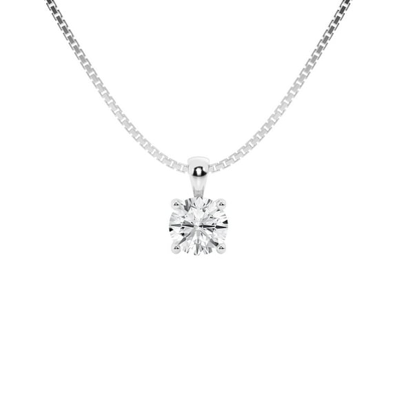 Unique Moments IGI Certified 1/2 Carat Round Cut Lab Grown Diamond Solitaire Pendant Necklace In 14K White Gold For Women