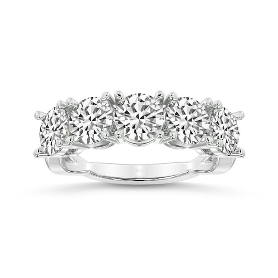 IGI Certified Round Shape Lab Grown Diamond Anniversary Band Ring For Women | 5 Stone 7 CT TW In 14K White Gold | FG-VS1-VS2 Quality Noella Friendly Diamonds Band Ring