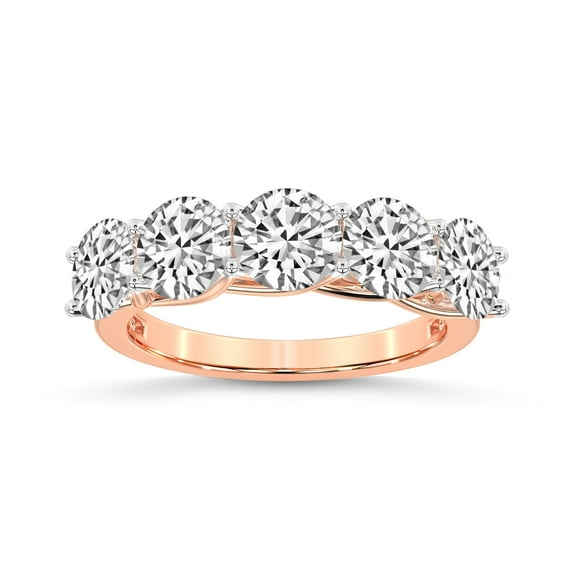 IGI Certified Round Shape Lab Grown Diamond Anniversary Band Ring For Women | 5 Stone 1 CT TW 14K Rose Gold | FG-VS Quality Valentina Friendly Diamonds Band Ring