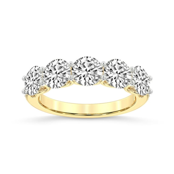 IGI Certified Round Shape Lab Grown Diamond Anniversary Band Ring For Women | 5 Stone 1 CT TW 14K Yellow Gold | FG-VS Quality Camille Friendly Diamonds Band Ring