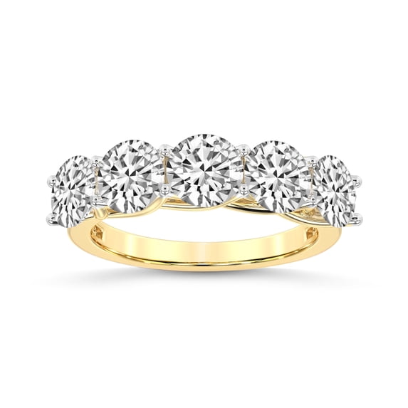 IGI Certified Round Shape Lab Grown Diamond Anniversary Band Ring For Women | 5 Stone 1 CT TW 14K Yellow Gold | FG-VS Quality Valentina Friendly Diamonds Band Ring