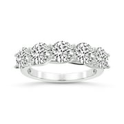 IGI Certified Round Shape Lab Grown Diamond Anniversary Band Ring For Women | 5 Stone 3 CT TW 14K White Gold | FG-VS Quality Valentina Friendly Diamonds Band Ring