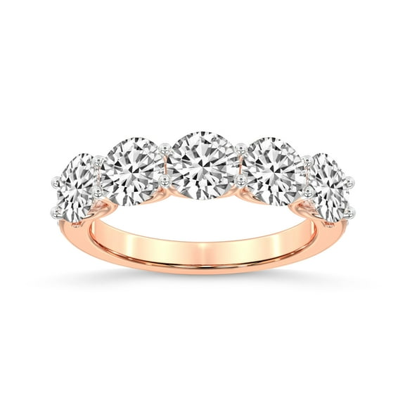 IGI Certified Round Shape Lab Grown Diamond Anniversary Band Ring For Women | 5 Stone 4 CT TW 14K Rose Gold | FG-VS Quality Camille Friendly Diamonds Band Ring