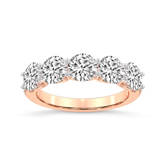 IGI Certified Round Shape Lab Grown Diamond Anniversary Band Ring For Women | 5 Stone 4 CT TW 14K Rose Gold | FG-VS Quality Camille Friendly Diamonds Band Ring