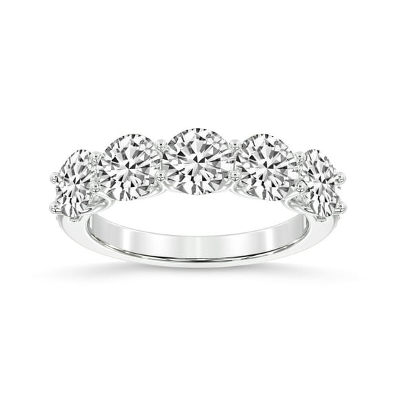 IGI Certified Round Shape Lab Grown Diamond Anniversary Band Ring For Women | 5 Stone 4 CT TW 14K White Gold | FG-VS Quality Camille Friendly Diamonds Band Ring