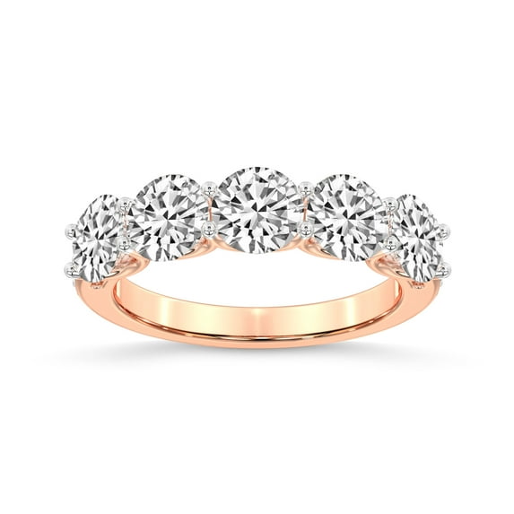 IGI Certified Round Shape Lab Grown Diamond Anniversary Band Ring For Women | 5 Stone 7 CT TW 14K Rose Gold | FG-VS Quality Camille Friendly Diamonds Band Ring