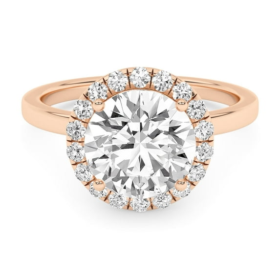 IGI Certified Solitaire Halo Engagement Rings For Women, 2.33 Carat (ctw) Round Lab Grown Diamond Promise Ring For Her In 18k Solid Rose Gold | F-G, VS-SI Quality Ring Size-10