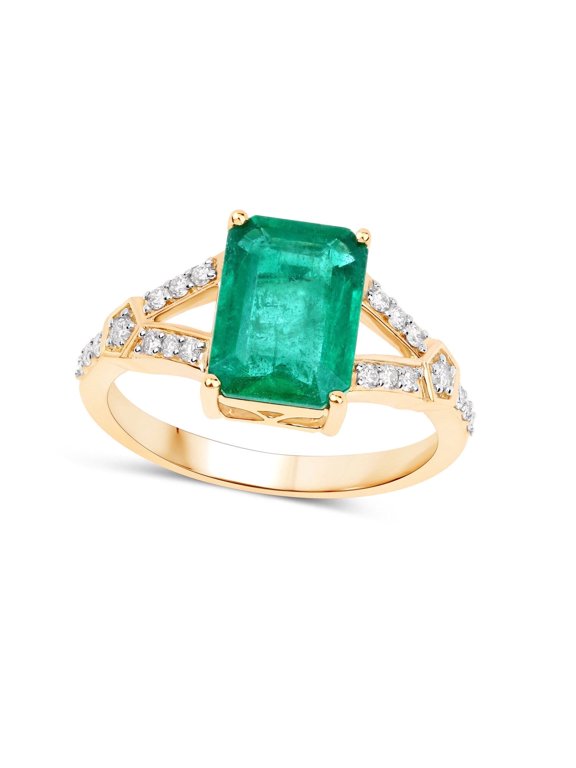 IGI Certified Zambian Emerald Diamond Ring 2.84 Carats in 14k Yellow Gold Bridge Style Natural Emerald Jewelry For Women Natural Diamond Ring Fine Jewelry For Women