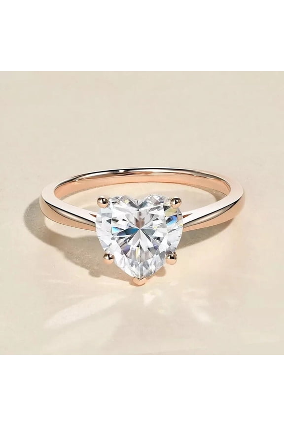 IGI, G/VS2, 2 Ct Heart Cut Lab Grown Diamond 14K Gold Proposal Engagement Ring