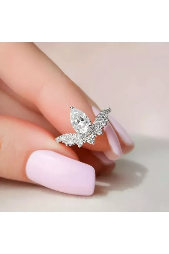 IGI Lab Created Grown Diamond Wedding Ring 2.50 Ct Pear Cut 14K White Gold