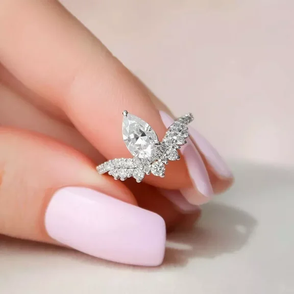 IGI Lab Created Grown Diamond Wedding Ring 2.50 Ct Pear Cut 14K White Gold