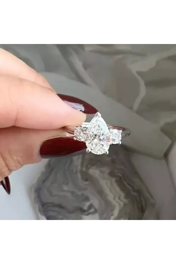 IGI Pear Cut 2.50 Ct Lab Grown Diamond Engagement Ring Solid 14k White Gold