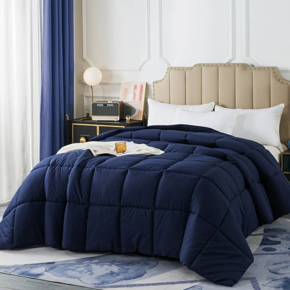 IGI Twin Comforter, Navy Blue | All Season Hotel Down Alternative Duvet Insert, Adult, Unisex, 64x88in