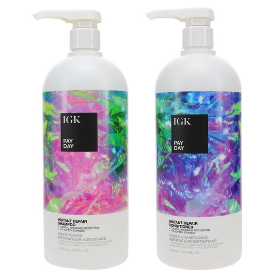 IGK Pay Day Instant Repair Shampoo 33.8 oz & Conditioner 33.8 oz Combo Pack