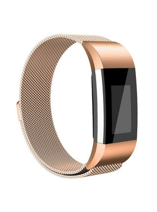Fitbit Charge 4 3 2 Pink Rose Gold Color Modern Bracelet for Fitness  Tracker Stainless Steel Adjustable Milanese Band Strap Magnetic Closure 