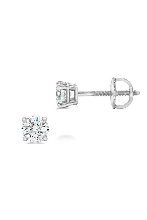 IGI Certified Lab Grown Diamond Stud Earrings for Women Set in 14k Gold Screw Backs (14K Yellow Gold, 0.25 CTW (0.12 Carat Each Earring))