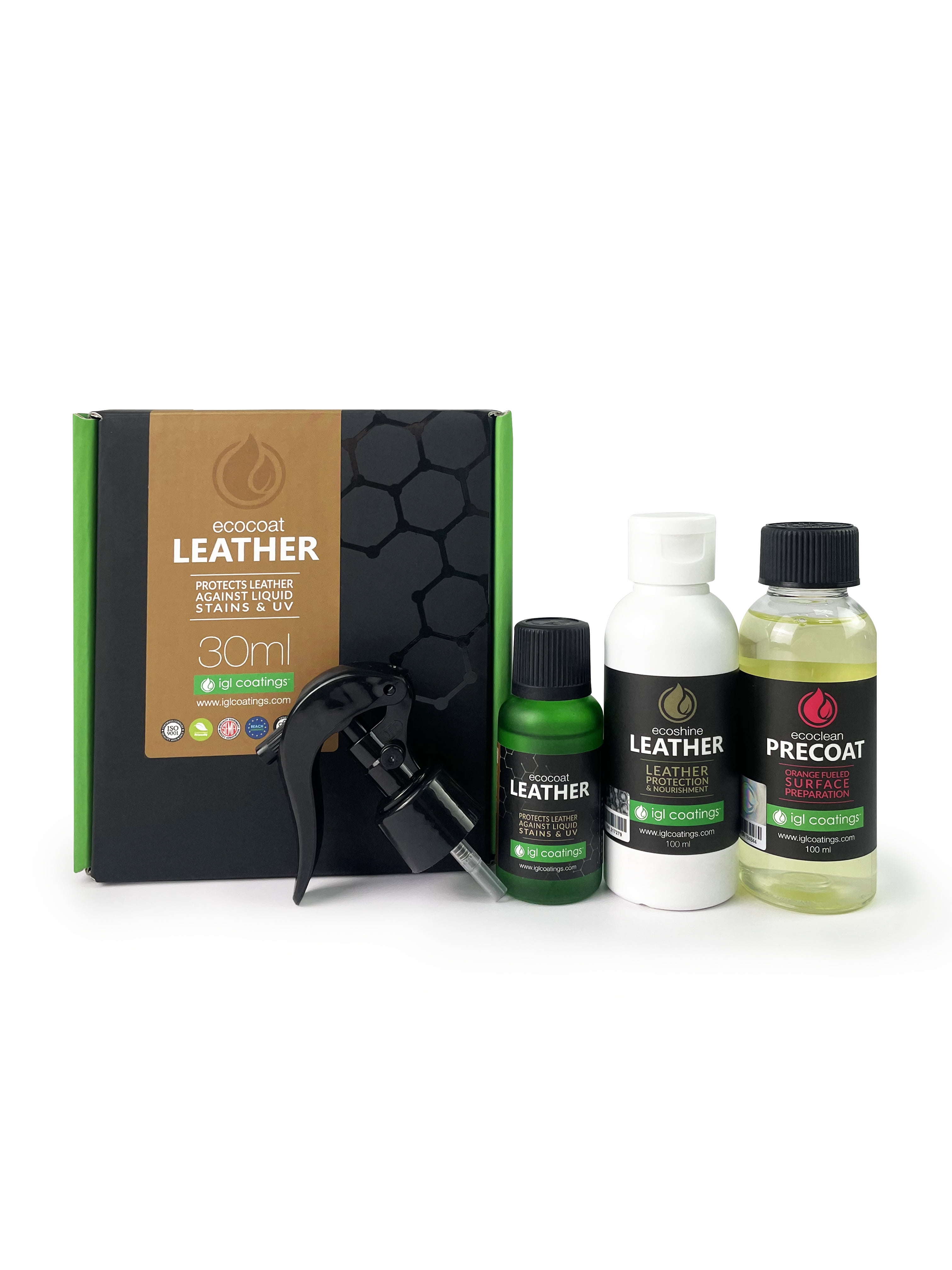 IGL Ecocoat Leather, Protector Against Liquid Stains and UV (30ml)
