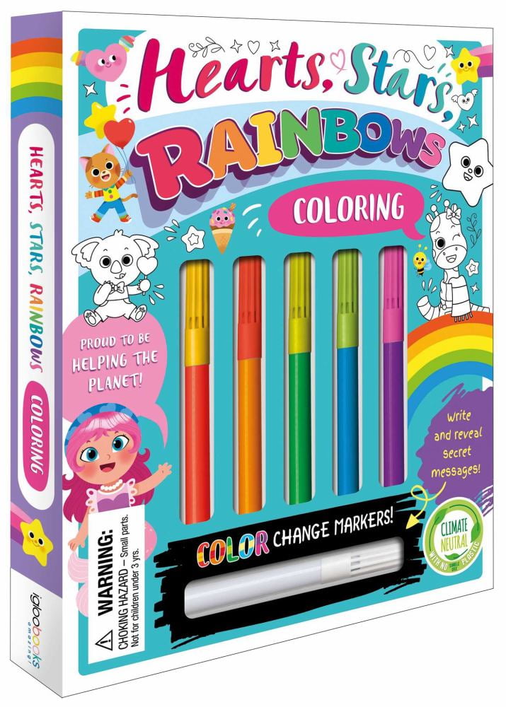 IGLOO BOOKS: Hearts, Stars, Rainbows Coloring Set: With Color-Changing Markers, 64 pages (Hardcover)