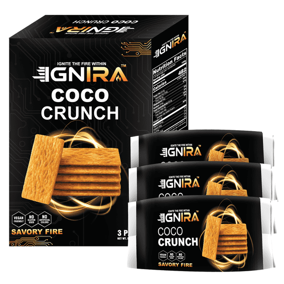IGNIRA COCO Crunch Coconut Crackers, Toasted Coconut, Pack of 3, 1.76 oz Each