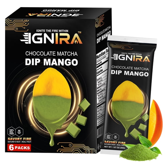IGNIRA Dried Mango Slices Covered in Chocolate Matcha - Fruit Snack - 6-pack ( Paper Box )