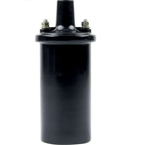 IGNITION COIL | CANISTER ROUND OIL-FILLED | 45K VOLT | FEMALE SOCKET | INCLUDING MOUNTING KIT | BLACK