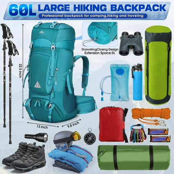 IGOLUMON 60L Hiking Backpack - Waterproof Camping Backpack with Rain Cover for Men & Women