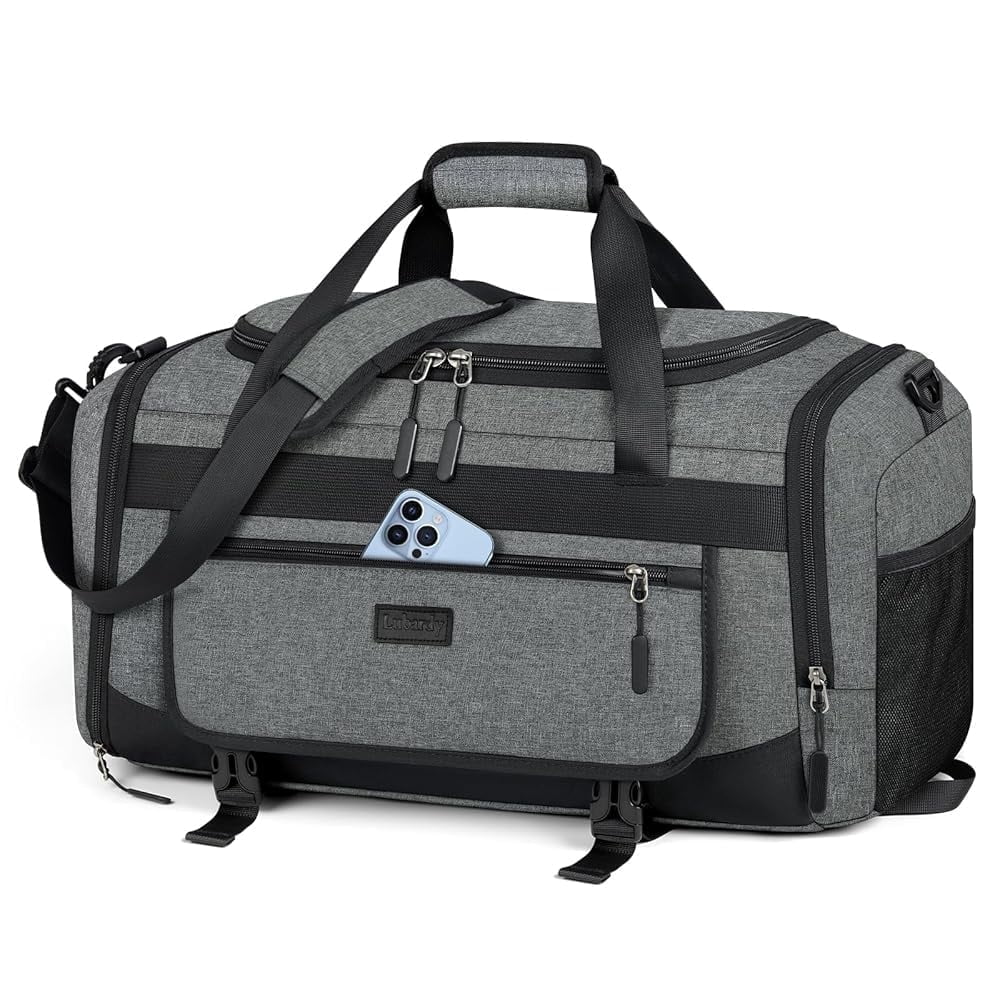 IGOLUMON Gym Bag for Men 40L Sports Duffel Bags Gym Duffle Bag Women with Shoe Compartment & Wet Pocket Water Resistant Travel Duffel Bag Lightweight Weekender Overnight Bag Gray