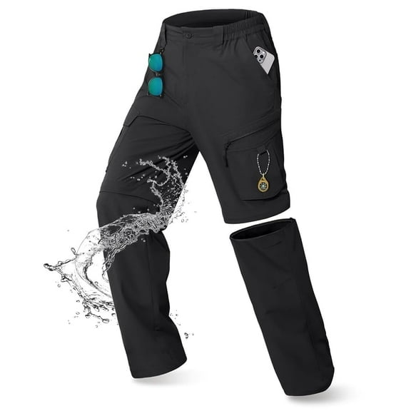 IGOLUMON Mens Hiking Pants Convertible Quick Dry Cargo Pants Water Resistant Lightweight Zip Off Outdoor Pants with 6 Pockets