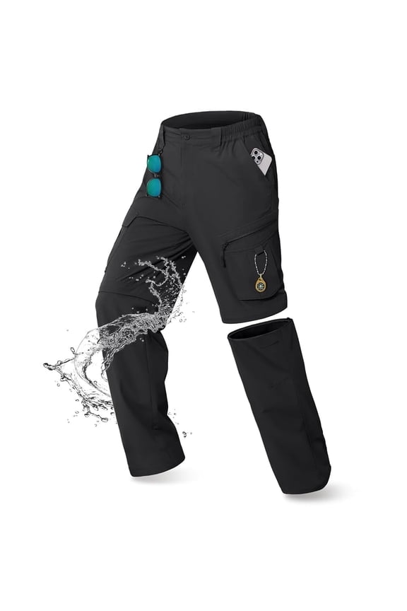 Mens Hiking Pants Convertible Quick Dry Cargo Pants Water Resistant Lightweight Zip Off Outdoor Pants with 6 Pockets