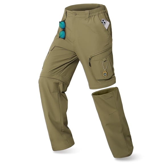 IGOLUMON Mens Hiking Pants Convertible Quick Dry Cargo Pants Water Resistant Lightweight Zip Off Outdoor Pants with 6 Pockets