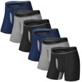 thumbnail image 1 of IGOLUMON Mens Underwear Boxers 6 Pack Bamboo Rayon Breathable Soft Boxer Briefs for Men with Fly Underwear Trunks, 1 of 6
