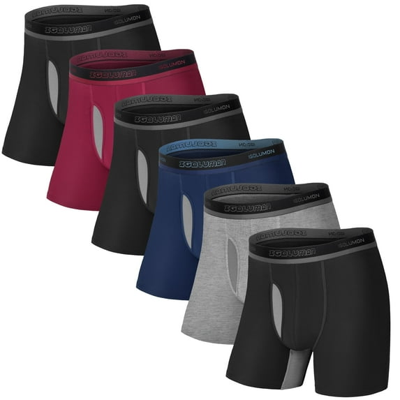 IGOLUMON Mens Underwear Boxers 6 Pack Bamboo Rayon Breathable Soft Boxer Briefs for Men with Fly Underwear Trunks