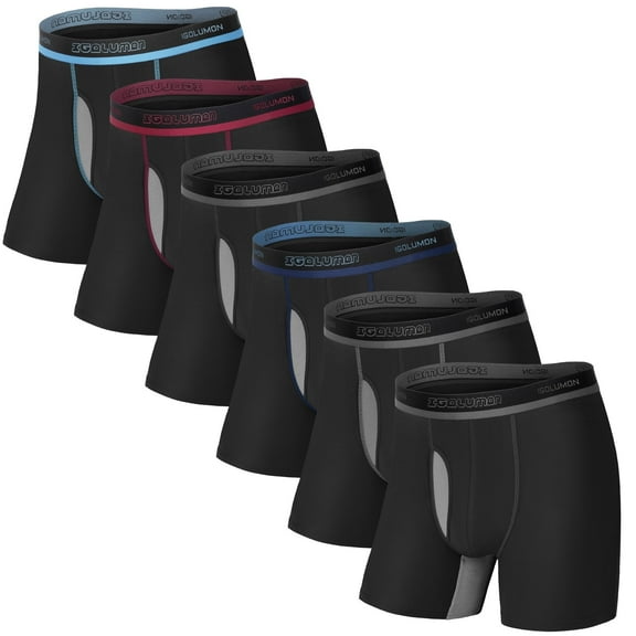 IGOLUMON Mens Underwear Boxers 6 Pack Bamboo Rayon Breathable Soft Boxer Briefs for Men with Fly Underwear Trunks