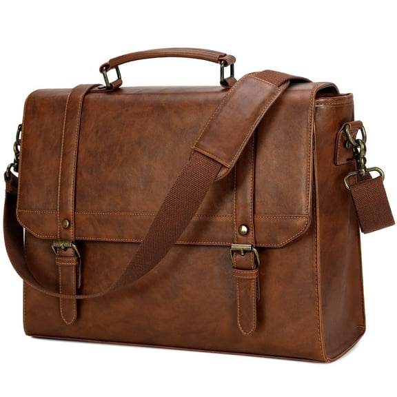 Messenger Bag for Men 15.6 inch Laptop Briefcase Vintage Leather Waterproof Large Computer Satchel Bag Retro Shoulder Bag for Office Business Travel College