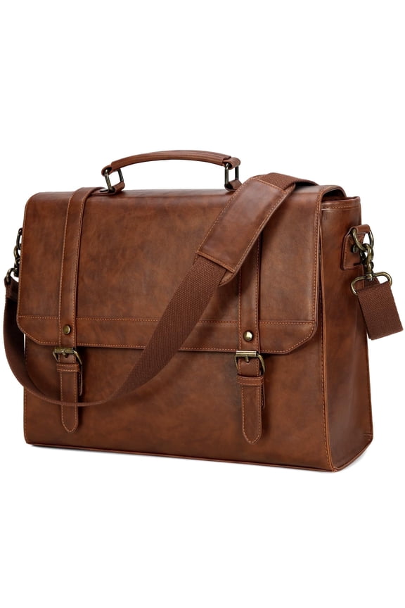 Messenger Bag for Men 15.6 inch Laptop Briefcase Vintage Leather Waterproof Large Computer Satchel Bag Retro Shoulder Bag for Office Business Travel College