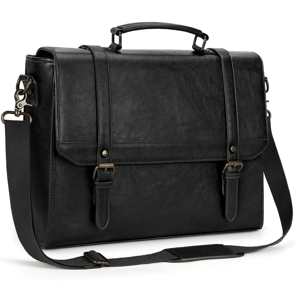 Messenger Bag for Men 15.6 inch Laptop Briefcase Vintage Leather Waterproof Large Computer Satchel Bag Retro Shoulder Bag for Office Business Travel College