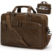 RAINSMORE Messenger Bag for Men 16 Inch Laptop Bag Leather Briefcase Vintage Crossbody Shoulder Office Computer Bag Retro College Satchel Bag for Work, Business