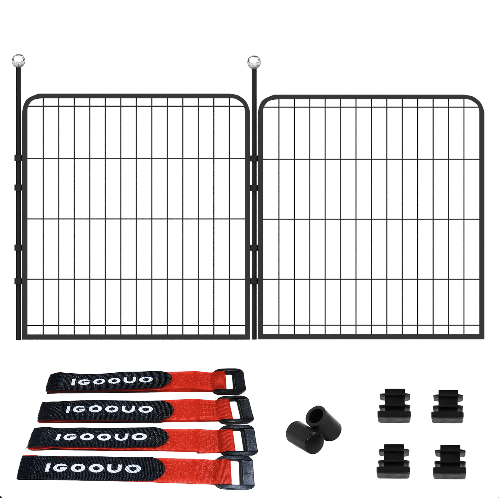 IGOOUO Dog Playpen Indoor/Outdoor,2 Panels 24'' Height Portable Metal Dog Fence with Easy-Carry Straps for Small Dogs,Pet Puppy Playpen for RV Camping Yard Patio