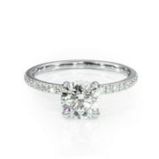 DIAMOND-CAPITALS IGS Certified 2.50 Ct Solitaire Round Cut Diamond Engagement Rings for Women Solid 14K White Gold