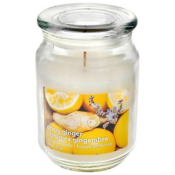 IH Casa Decor 18 Oz Scented Glass Jar With Glass Lid (Citrus Ginger) - Set of 2