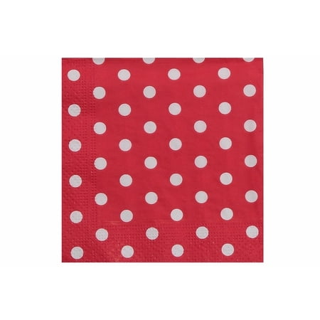 IH Casa Decor 20 Pack 3 Ply Cocktail Napkin (red Polka Dot) - Set Of 6