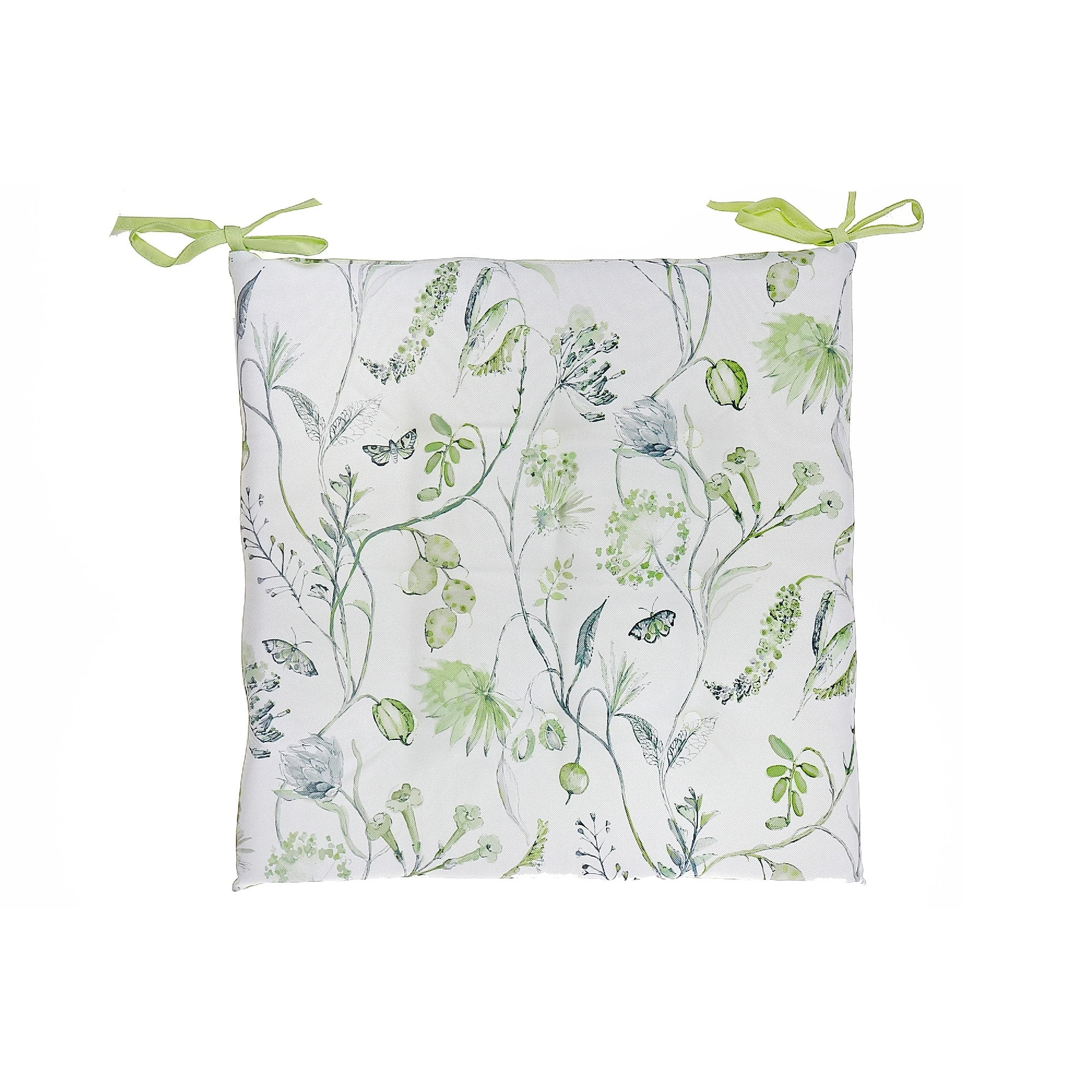 Light Green Polyester Outdoor Tufted Chair Pad Set