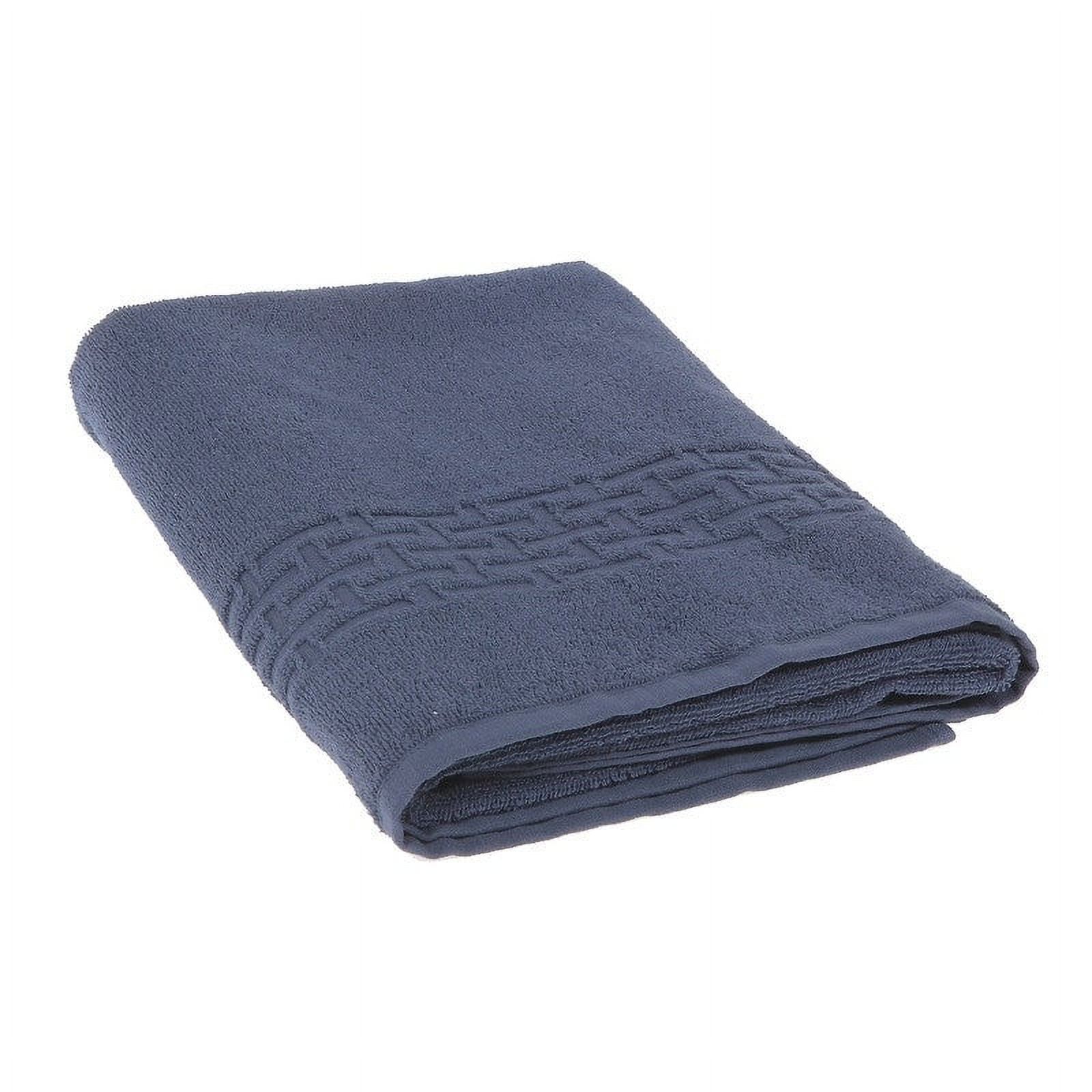 IH Casa Decor Basketweave Bath Towel (27 X 50) (Navy Blue) Set of 2