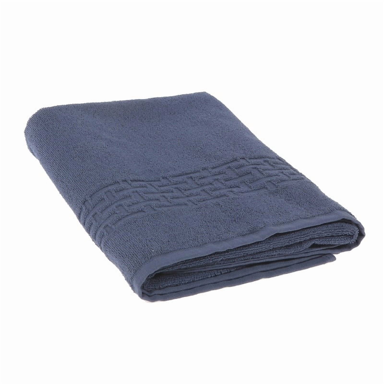 IH Casa Decor Basketweave Bath Towel (27 X 50) (Navy Blue) - Set of 2