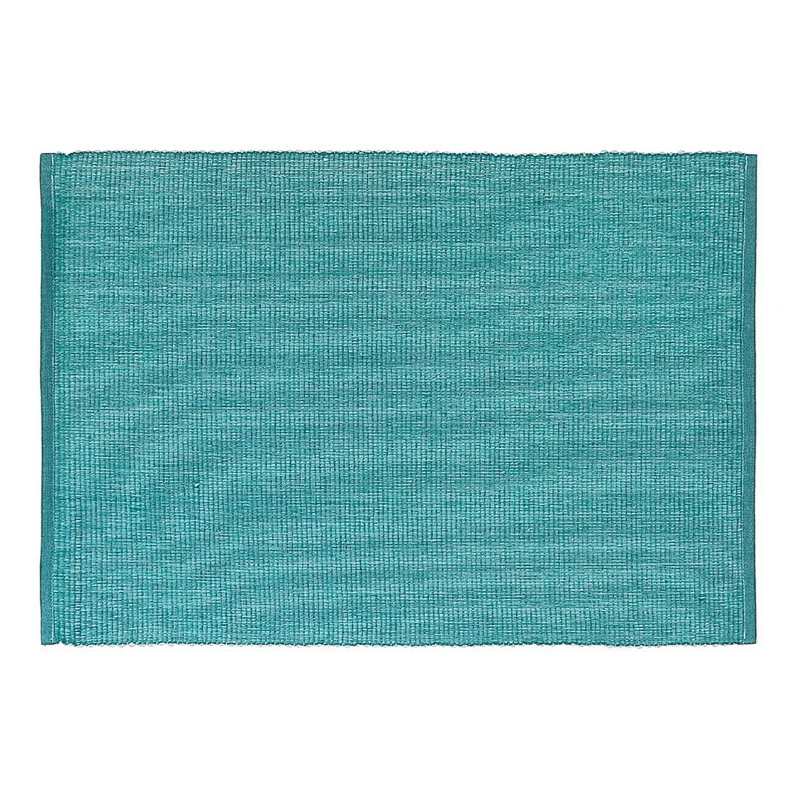 Teal Ribbed Cotton Rectangle Placemat Set of 12