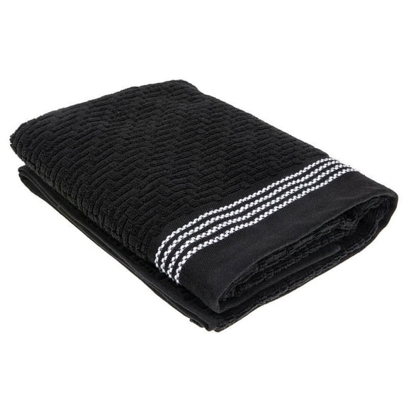 IH Casa Decor Luxury Stitch Bath Towel (27 X 50) (Black) - Set of 2