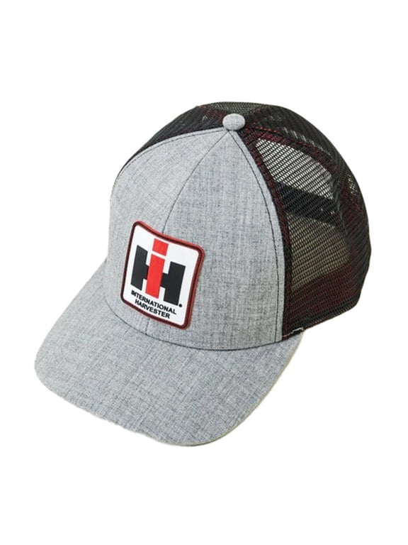 IH INTERNATIONAL HARVESTER Heather Grey and Black Mesh Back Trucker Cap